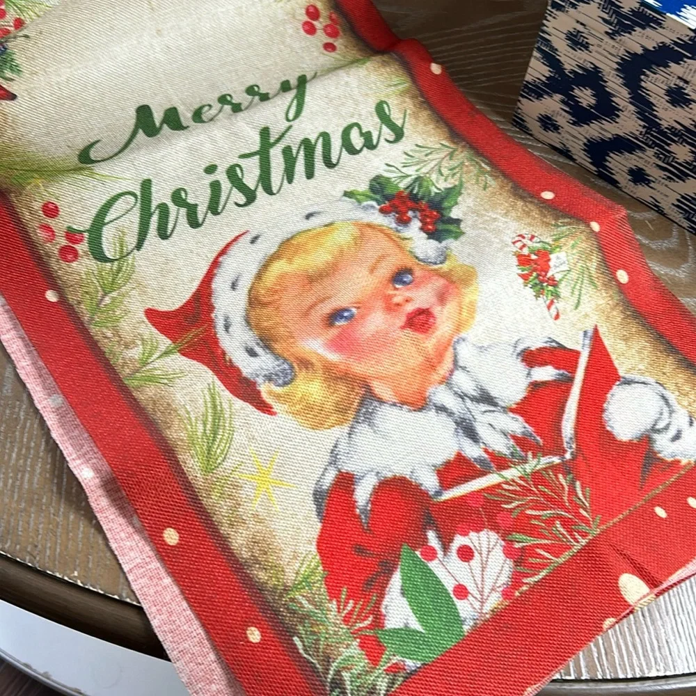 NEW! Vintage Inspired Nostalgic North Pole Santa Claus Dining Table Runner